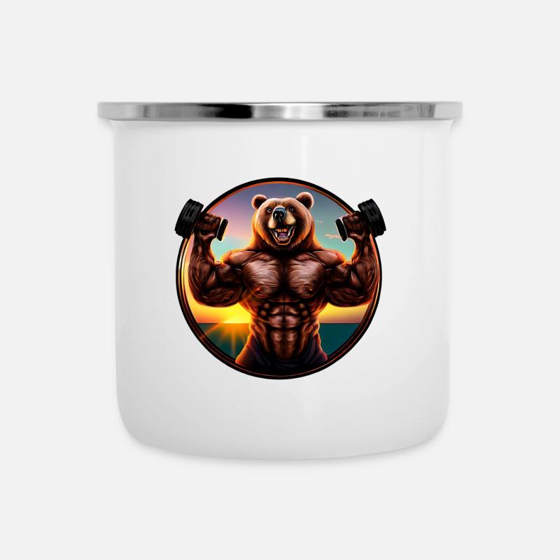 Muscular bear in the sunset - Camper Mug - white