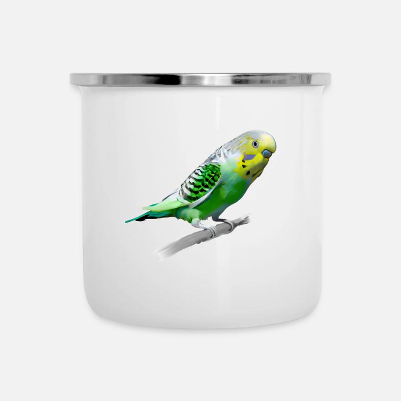 Süßer Wellensittich - Emaille-Tasse - Weiß