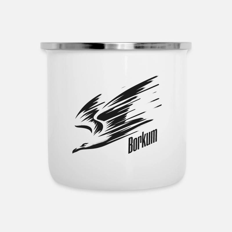 Borkum Dive Low Flyer Seagull Vacation T-Shirt - Camper Mug - white