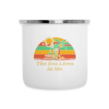 La mer vit en moi Plage Citation motivationnelle Océan - Tasse émaillée - blanc - Devant