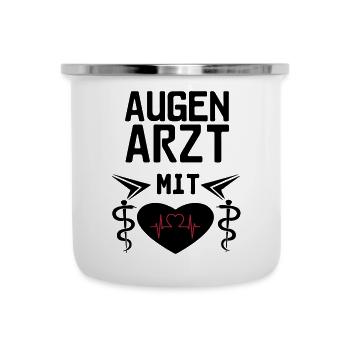 Augenarzt mit Herz Geschenk - Emaille-Tasse - Weiß - Vorne