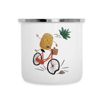 Pineapple Bicycle Bike Cycling Obstacle Watercolor - Camper Mug - white - Front