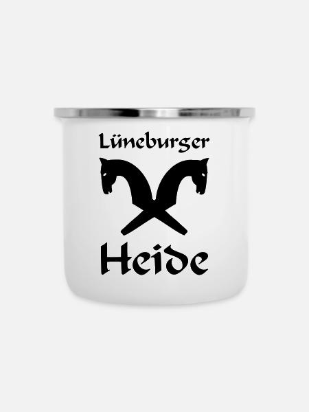 Lüneburger Heide Motiv - Emaille-Tasse - Weiß