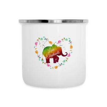 Rainbow Elephant Heart Design - Camper Mug - white - Front