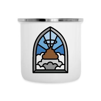 Holy shit stained glass church funny poop meme - Camper Mug - white - Front