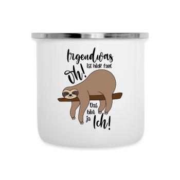 Faultier Irgendwas ist hier faul - Emaille-Tasse - Weiß - Vorne