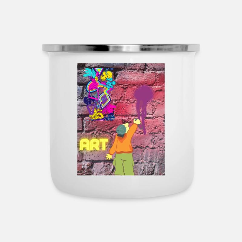 Graffiti ART - Emaille-Tasse - Weiß