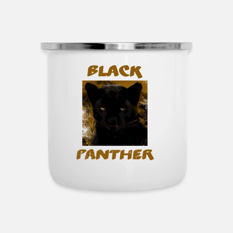 SCHWARZER PANTHER - Emaille-Tasse - Weiß