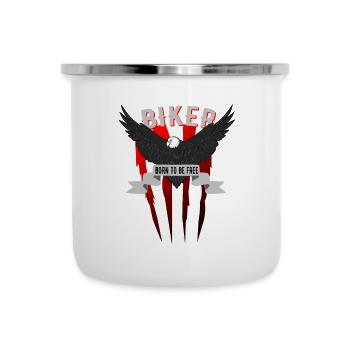 Né pour être libre liberté aigle motocycliste sauvage - Tasse émaillée - blanc - Devant