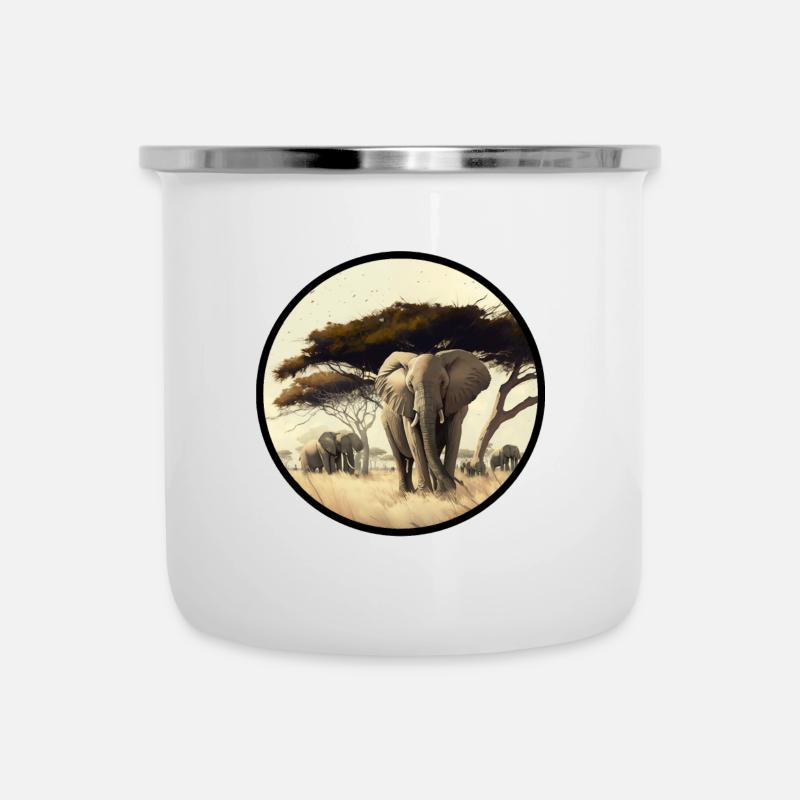 Serengeti avec éléphant - Tasse émaillée - blanc