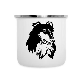 Collie Kopf - Emaille-Tasse - Weiß - Vorne