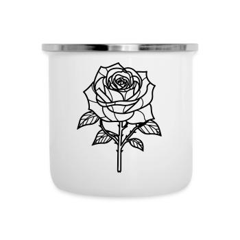 Rose Blume Dornen - Emaille-Tasse - Weiß - Vorne