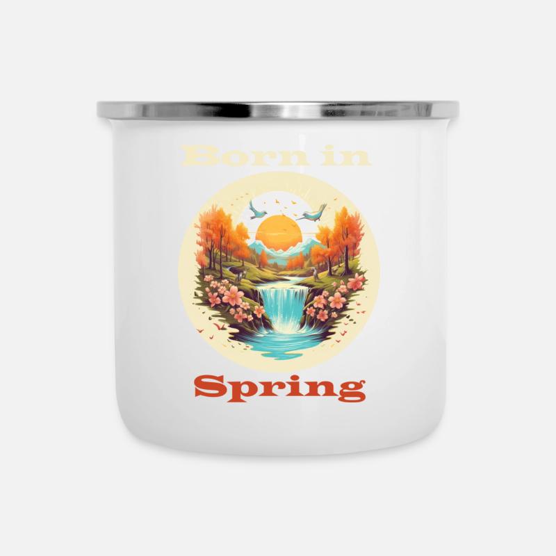 Né au printemps - Tasse émaillée - blanc