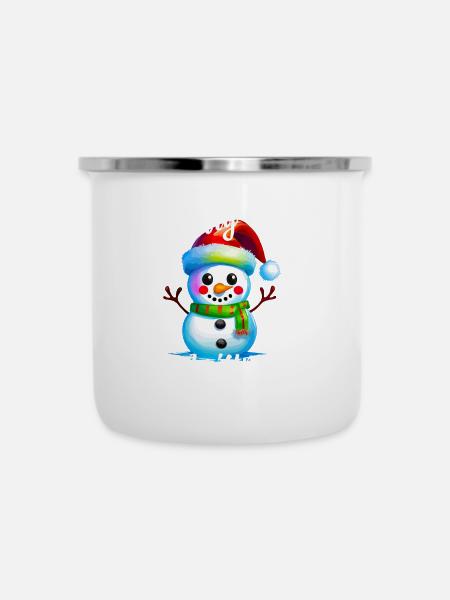 Frohe Weihnachten - Emaille-Tasse - Weiß