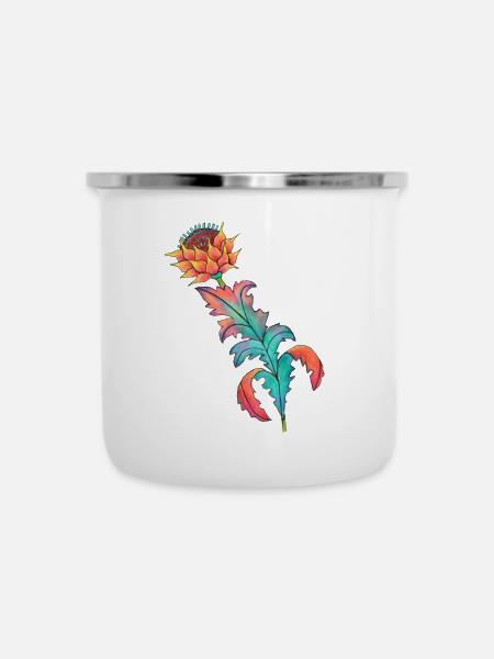 regenbogen.distel - Emaille-Tasse - Weiß