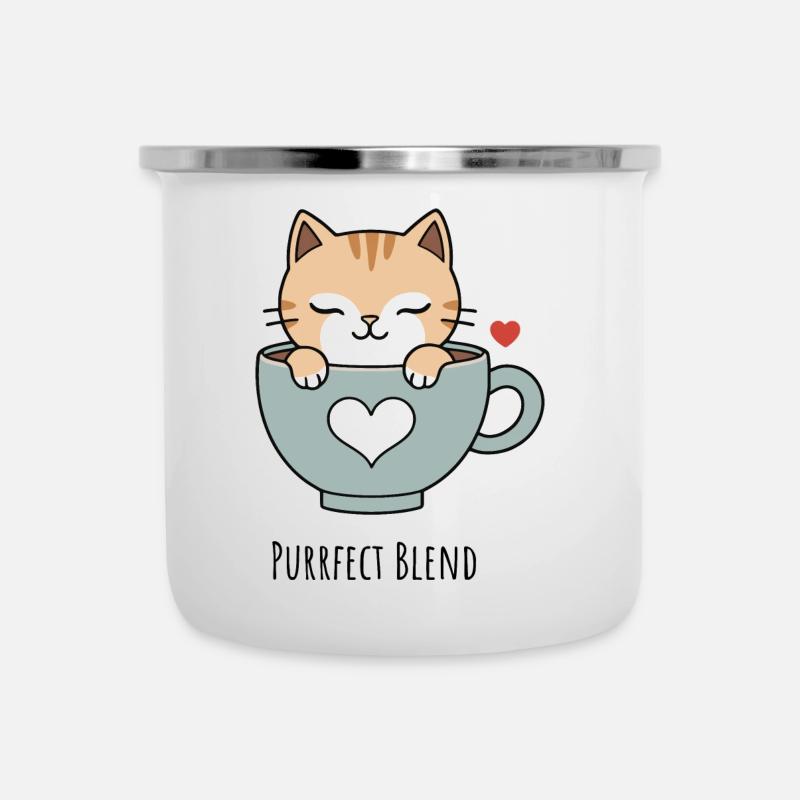 L’amour des chats dans une tasse à thé - Tasse émaillée - blanc