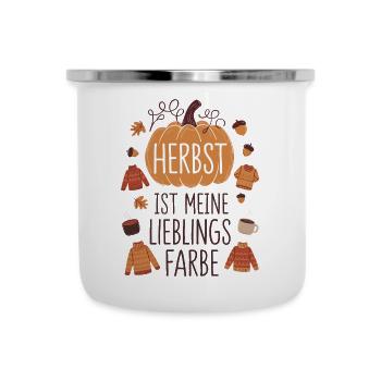Herbst ist meine Lieblingsfarbe - Emaille-Tasse - Weiß - Vorne
