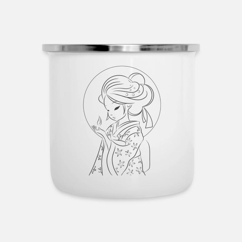 Geisha kawaii illustration - Camper Mug - white