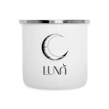 Minimalistisches „Luna“ Design - Emaille-Tasse - Weiß - Vorne