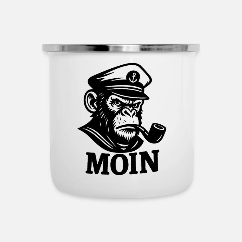 Capitaine Singe avec sifflet MOIN Design - Tasse émaillée - blanc