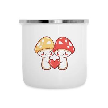 Mushrooms Couple Love Heart Funny - Camper Mug - white - Front