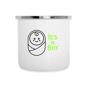 its a Boy ist ein Junge Schwangerschaft Pregnant - Emaille-Tasse - Weiß - Vorne