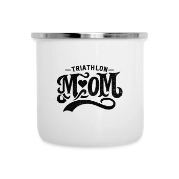 Triathlon Mama Schwimmen Rad Laufen Triathletin Mutter - Emaille-Tasse - Weiß - Vorne