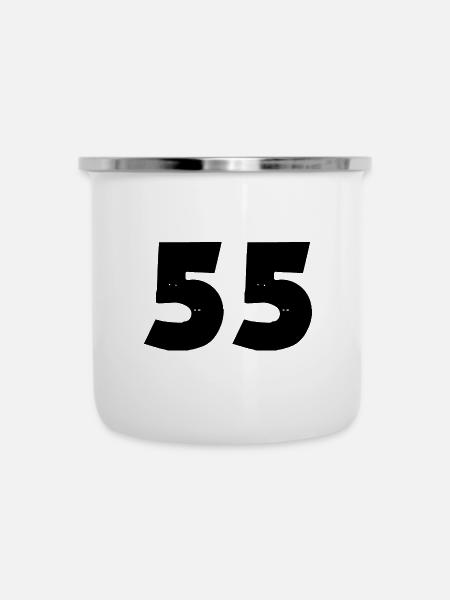 55 Zahl - Emaille-Tasse - Weiß