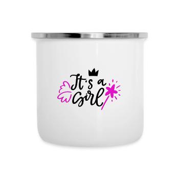 its Girl ist ein Mädchen Schwangerschaft Pregnant - Emaille-Tasse - Weiß - Vorne