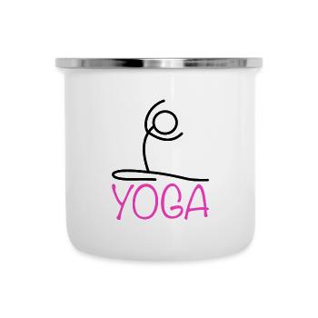 Yoga Stellung - Emaille-Tasse - Weiß - Vorne