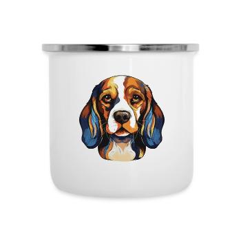 Portrait de chien Beagle - Tasse émaillée - blanc - Devant