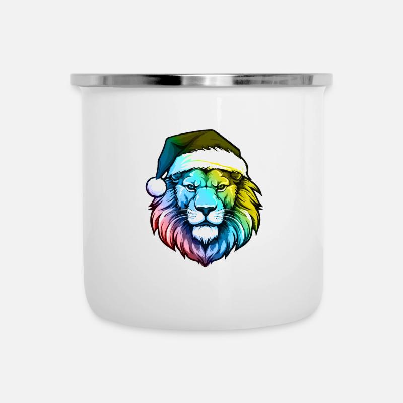 Lion Head Christmas Portrait Colorful - Camper Mug - white