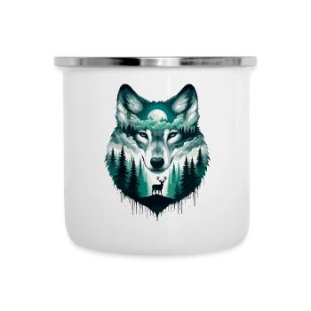 Majestätischer Wolf Aquarell Naturliebhaber - Emaille-Tasse - Weiß - Vorne