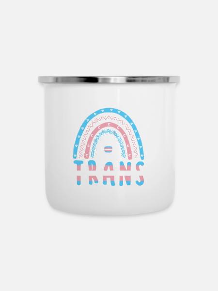 Transgender Boho Regenbogen Trans - Emaille-Tasse - Weiß