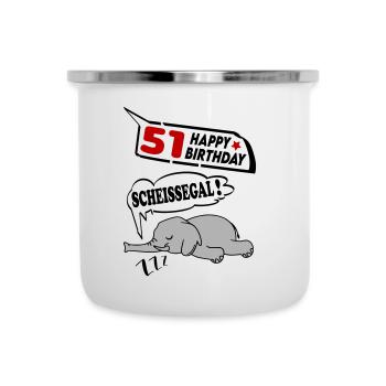 Geburtstag 51 Jahre Birthday Elefant Scheissegal - Emaille-Tasse - Weiß - Vorne
