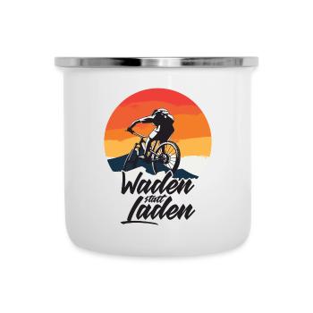 Waden statt Laden Fahrrad E-Bike Radtrikot - Emaille-Tasse - Weiß - Vorne