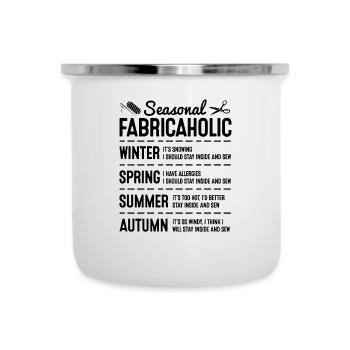 Seasonal Fabricaholic Winter Spring Knitting Sewin - Emaille-Tasse - Weiß - Vorne