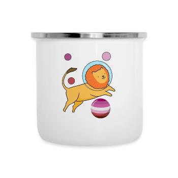 Löwe Astronaut Gay Bear Pride - Emaille-Tasse - Weiß - Vorne