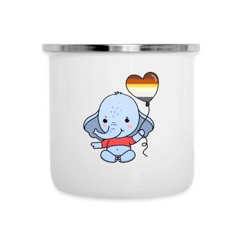 Elefant Herzballon Gay Bear Pride - Emaille-Tasse - Weiß - Vorne