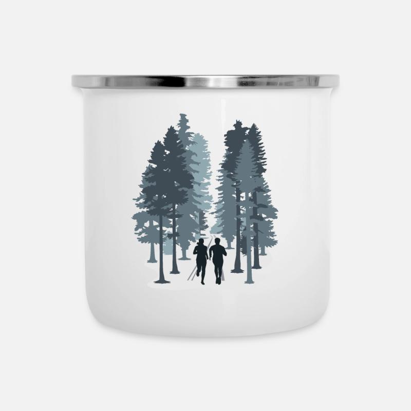 Courir, trail en forêt - Tasse émaillée - blanc
