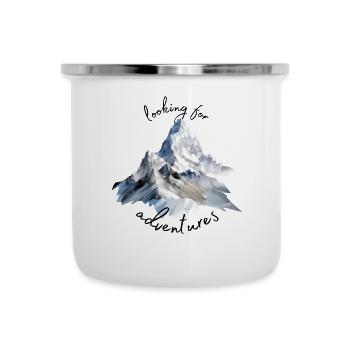 Auf der Suche nach Abenteuern in den Bergen - Emaille-Tasse - Weiß - Vorne