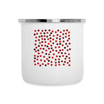 Sterne schwarz rot orange Geschenkidee - Emaille-Tasse - Weiß - Vorne