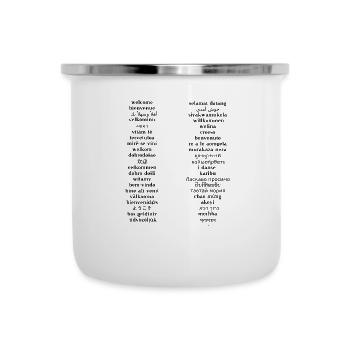 Willkommen - in verschiedenen Sprachen Geschenkide - Emaille-Tasse - Weiß - Vorne