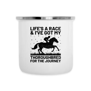 Courses de chevaux pur-sang Équitation Chevaux équestres - Tasse émaillée - blanc - Devant
