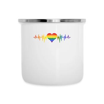 Gender Lesben, Schwule, Trans, Queer Regenbogen - Emaille-Tasse - Weiß - Vorne