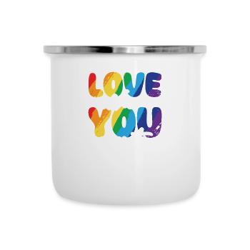 Gender Lesben, Schwule, Trans, Queer Regenbogen - Emaille-Tasse - Weiß - Vorne