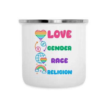 Gender Lesben, Schwule, Trans, Queer Regenbogen - Emaille-Tasse - Weiß - Vorne