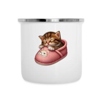 Cat kitten sleeping in shoe - Camper Mug - white - Front