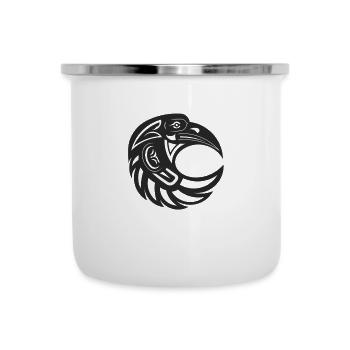 Totem raven round black - Camper Mug - white - Front