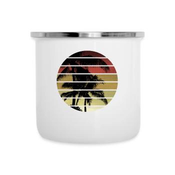 Vintage sunset palm trees - Camper Mug - white - Front